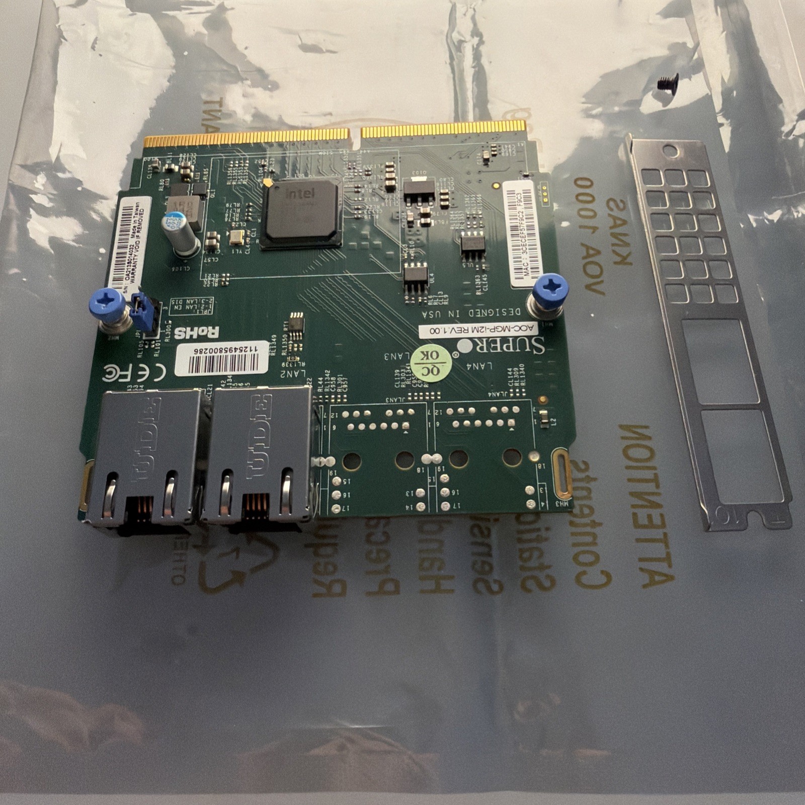 Supermicro AOC-MGP-i2M Intel i350 Dual RJ45 10/100/1000GBase-T SIOM w/BKT-0085L