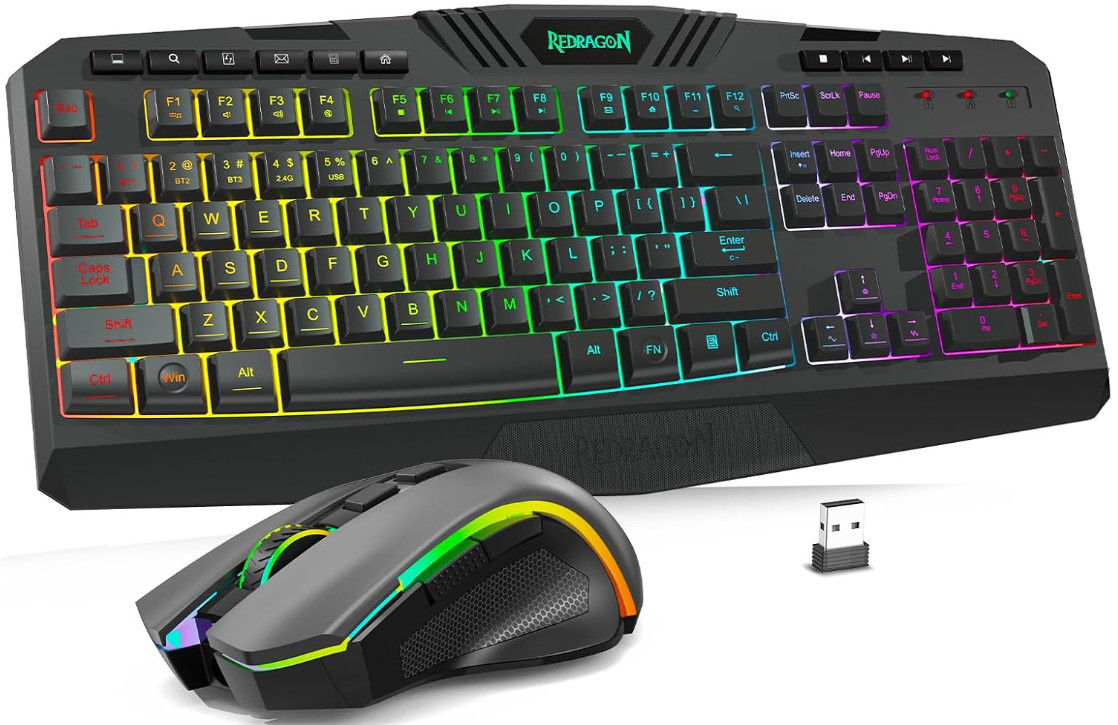 Teclado y Ratón Gaming Inalámbricos RGB 4800 DPI Triple Modo para PC, Nuevo