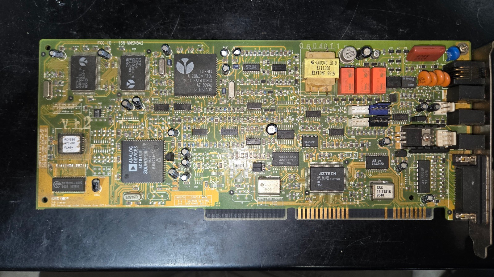 Vintage Aztech Labs I38-MMSN842 Sound Card Modem 16 bit ISA (Packard Bell)