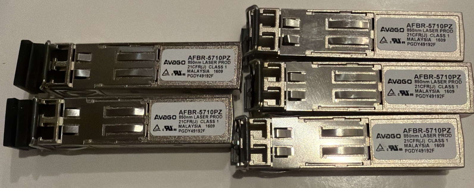 Lot of 5 Avago AFBR-5710PZ 1000BASE-SX SFP 850nm Transceiver Module