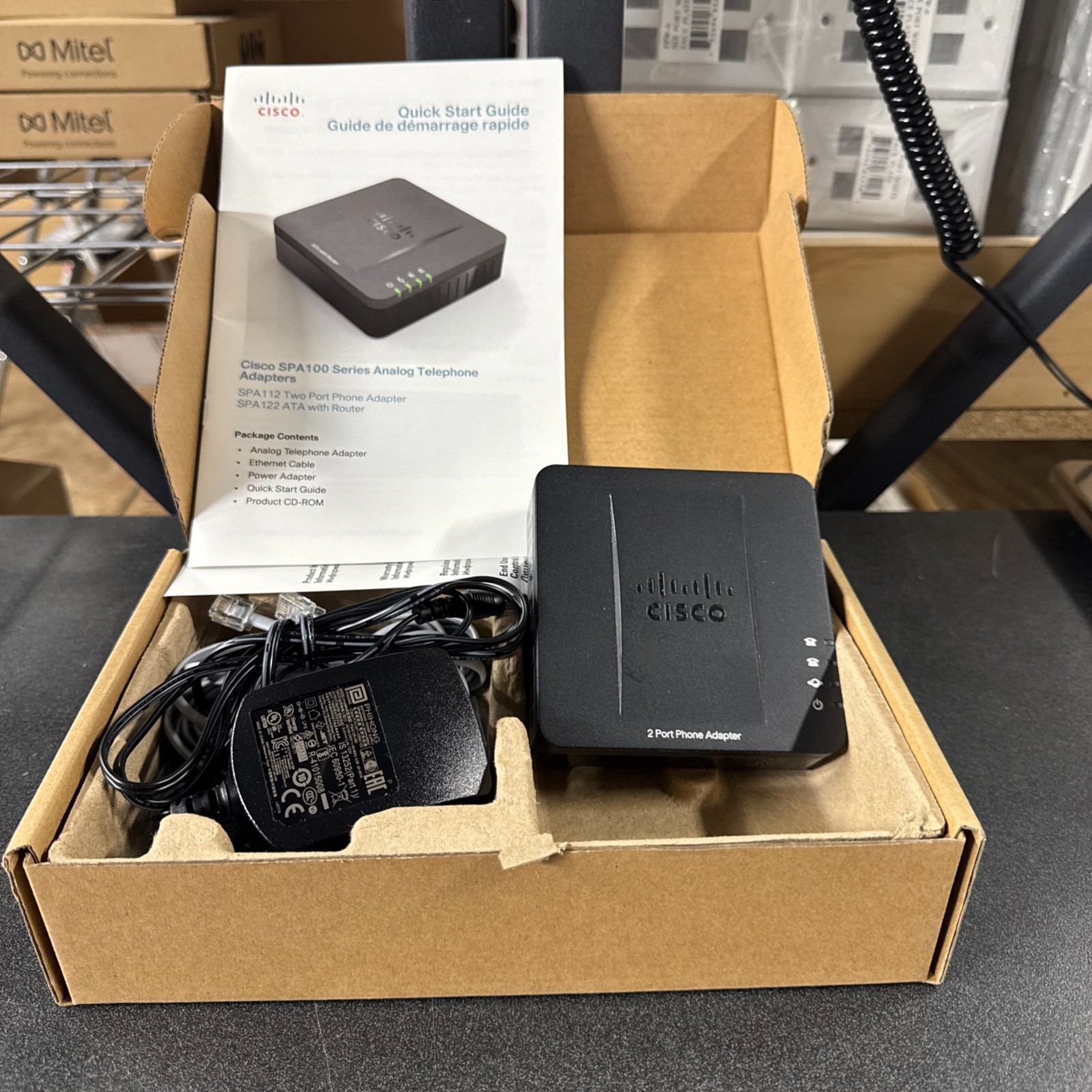 NEW Cisco SPA112 ATA 2-Port Adapter With Power adapter
