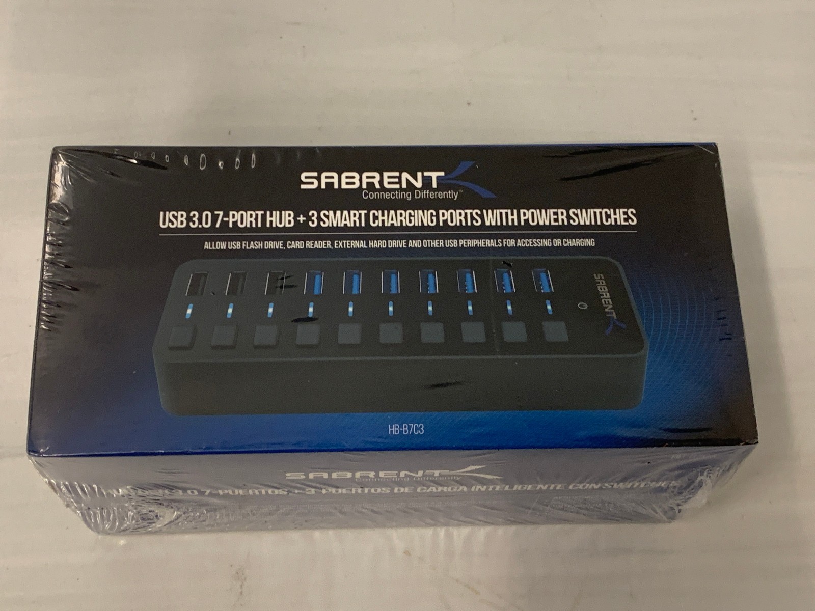 Sabrent HB-B7C3 60W 7 Port USB 3.0 Data Hub Plus 3 Smart Charging Ports