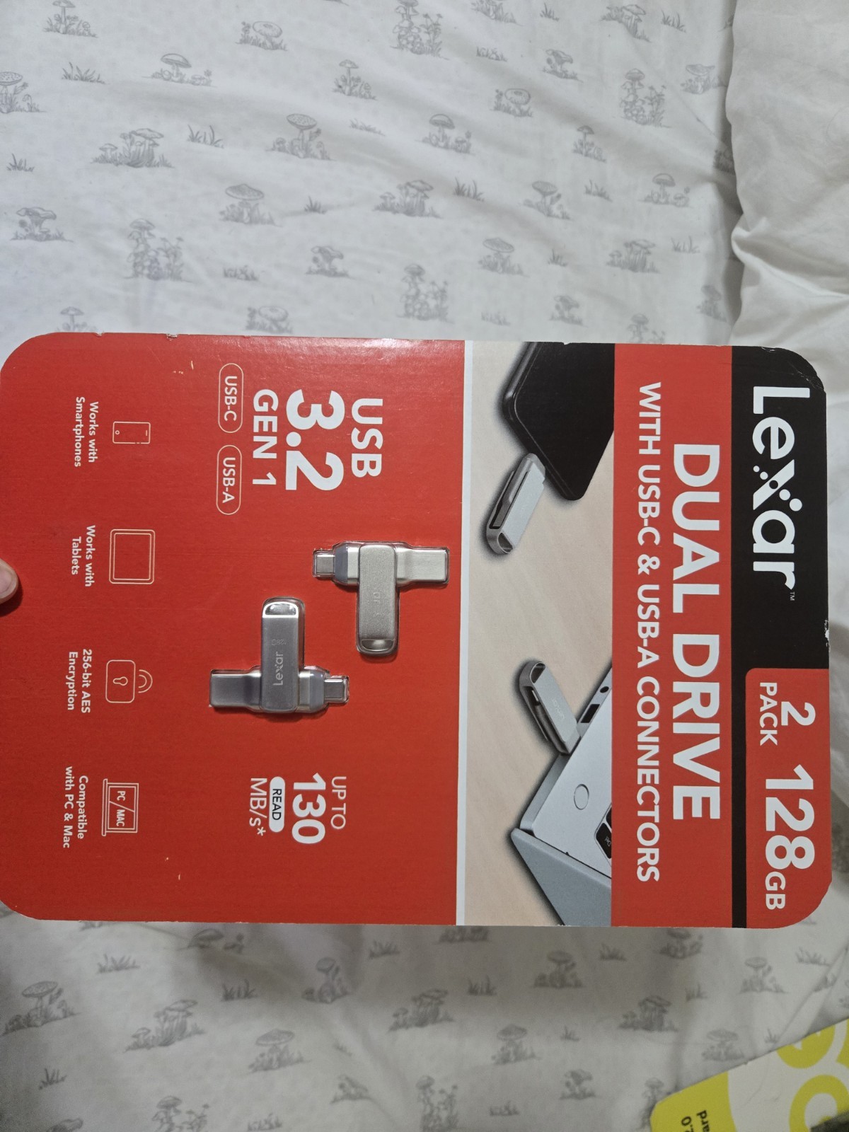 Lexar 128GB 2-in-1 Dual Flash Drive USB-C and USB-A,  Mac-Android- PC– 2 PACK