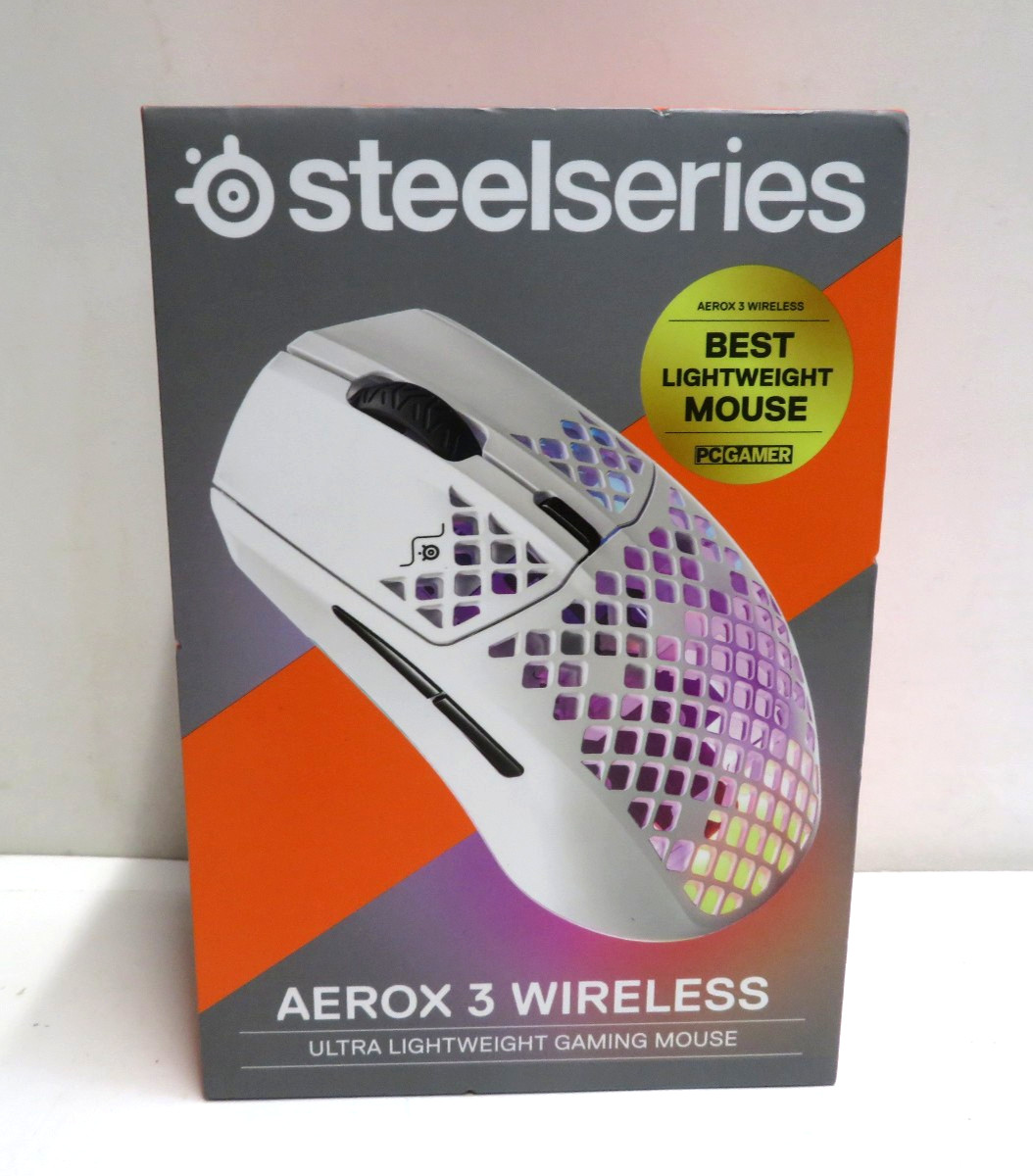 SteelSeries Aerox 3 Wireless Ultra Light Weight Gaming Mouse Snow White NEW OPEN