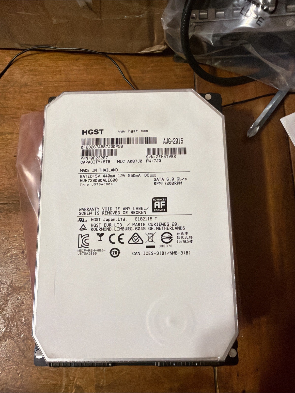 HGST Ultrastar He8 Helium 8TB, Internal, 7200RPM, 3.5" Hard Drive