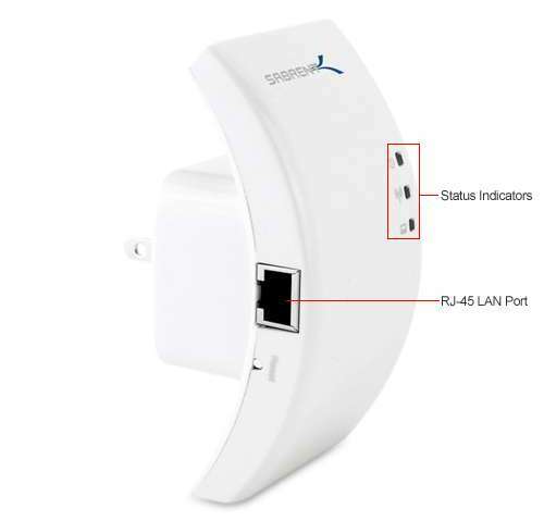 Sabrent 300Mbps 802.11n 2.4GHz RJ-45 High Speed Wireless-N Wifi Repeater NT-RPTR