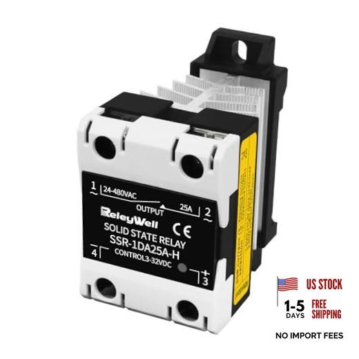 Solid State Relay 25A, DIN Rail SSR, ReleyWell 25DA