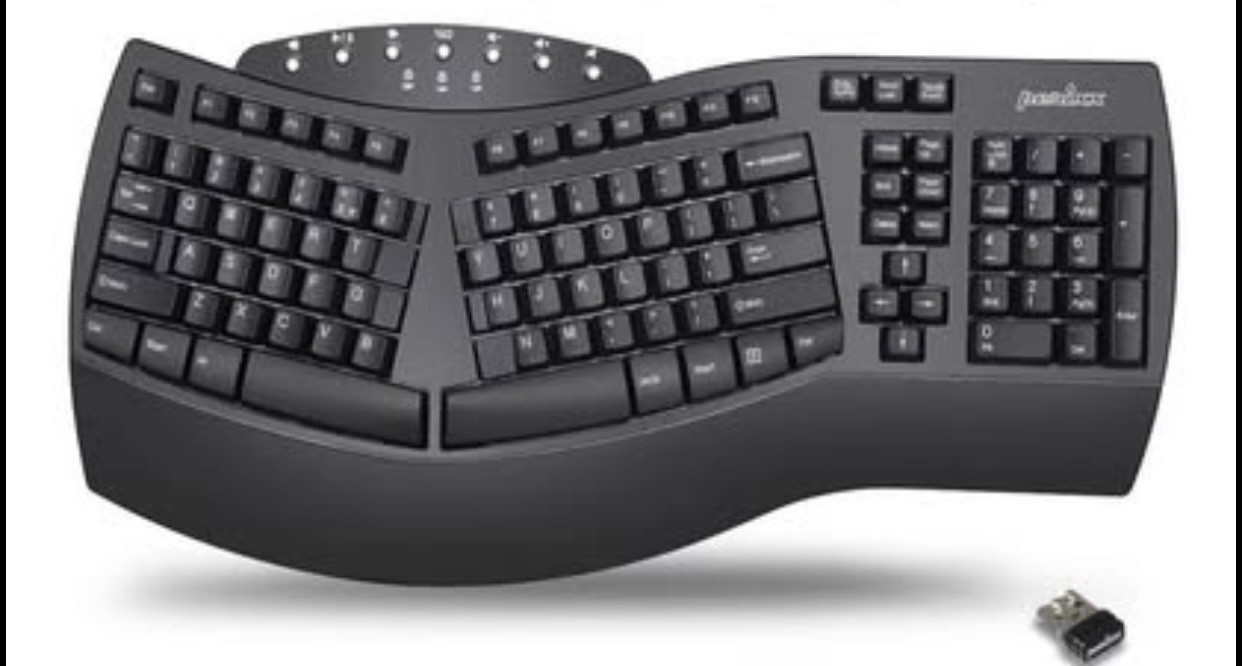 Perixx PERIBOARD-535 Wireless Bluetooth Ergonomic Split Keyboard Black