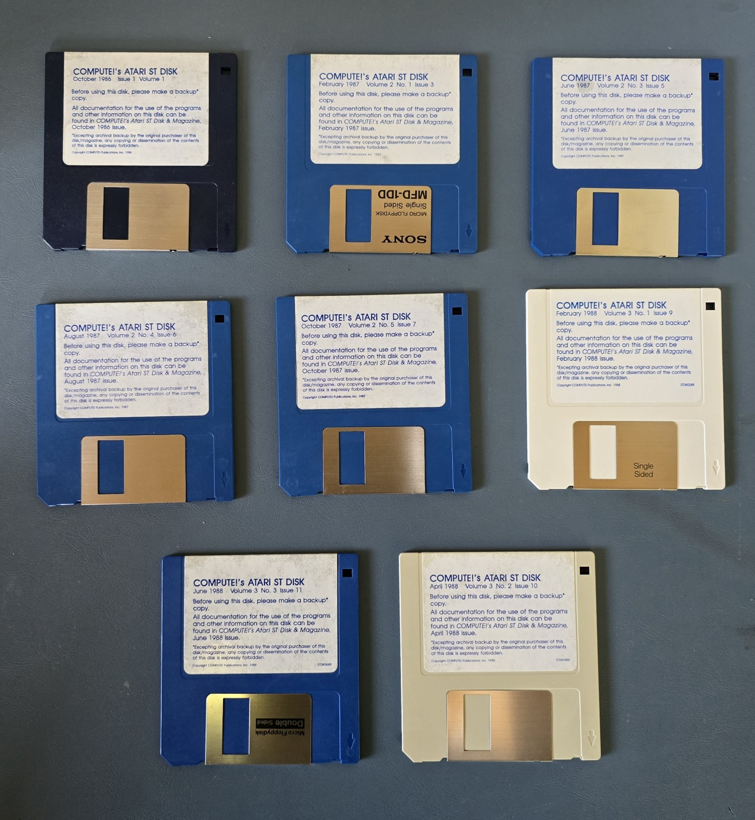 Lot of 8 Compute's ATARI ST DISKS -  3.5" disks from 1986 - 1988  -   TESTED