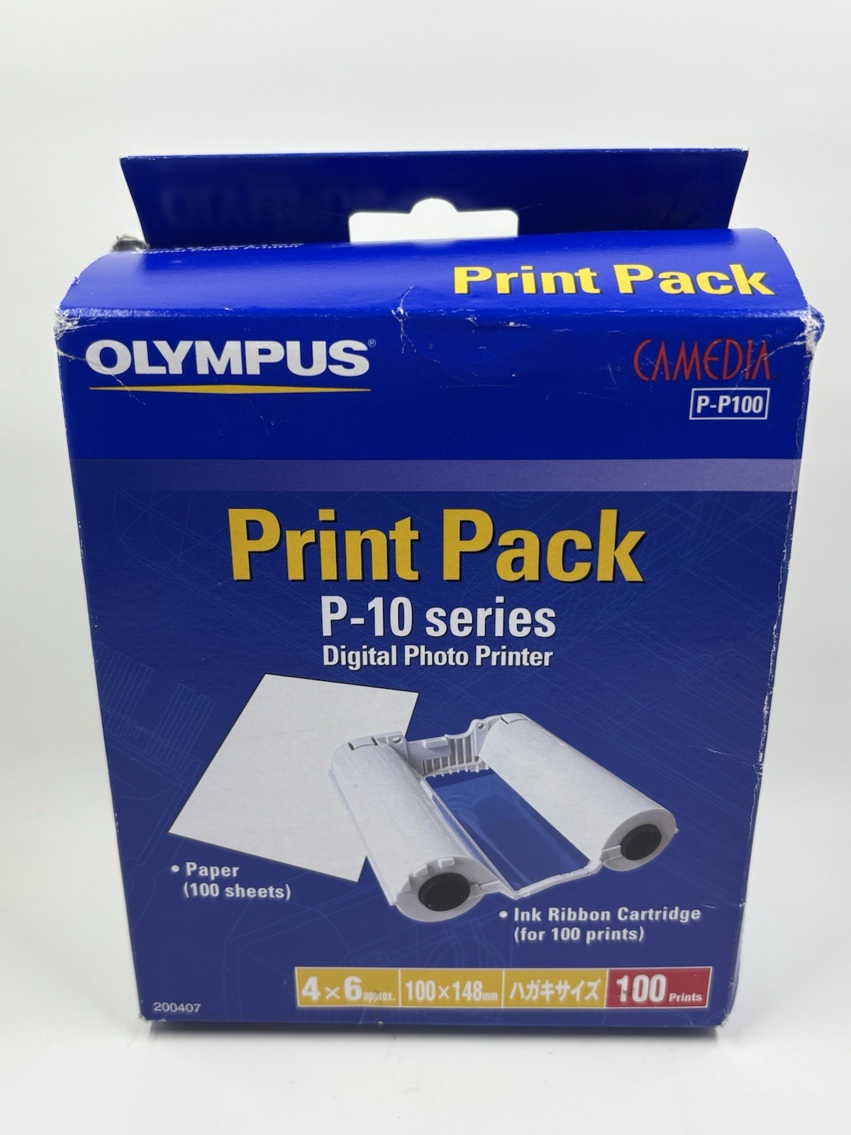 Olympus Camedia Print Pack P-10 Series P-P100 100 Prints 4" x 6" New (Worn Box)