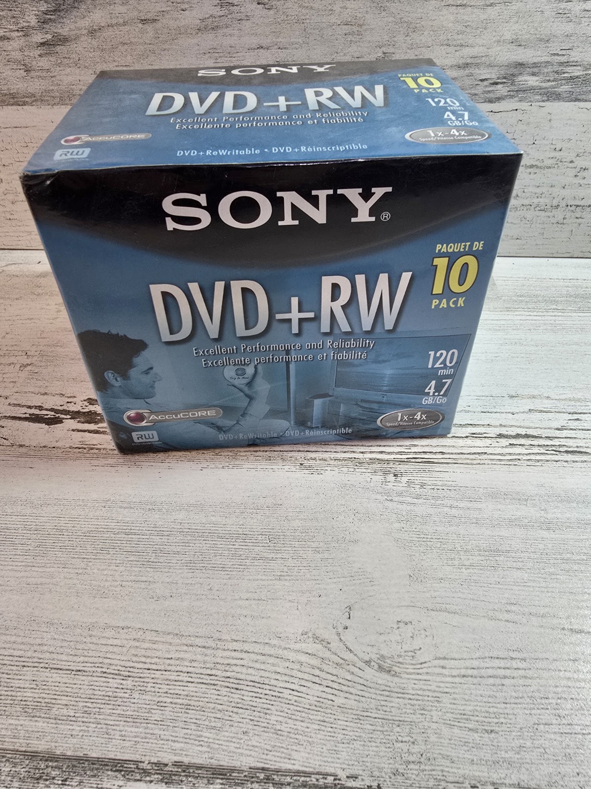 Sony DVD+RW 4.7GB 120min 1x-4x AccuCORE Rewritable Discs 10 Pack 10DPW47L2 NEW