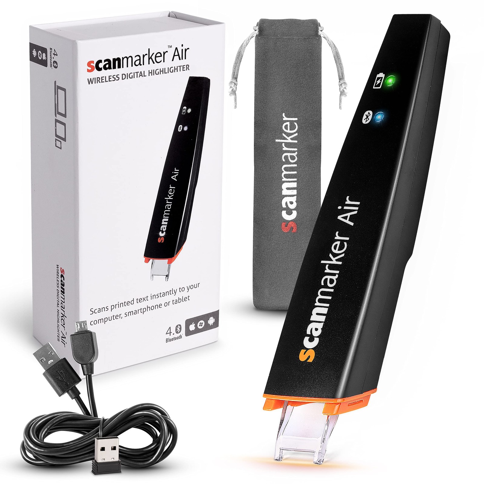 Scanmarker Air Pen Scanner - Digital Highlighter and Reader - Wireless (Black