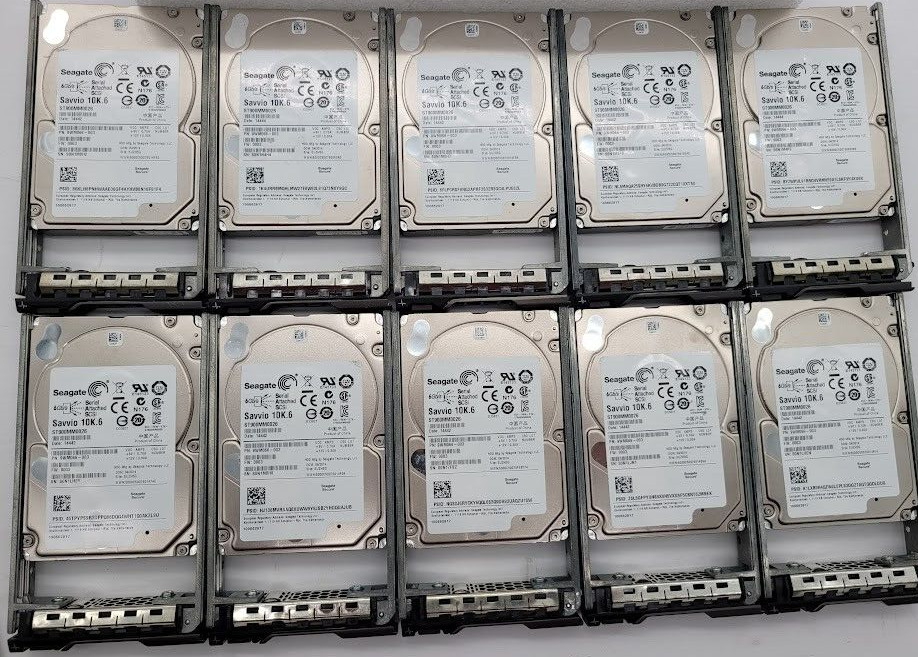 Lot of 10 SEAGATE ST900MM0026 900GB 2.5" SAS 10k HDD with cuddy