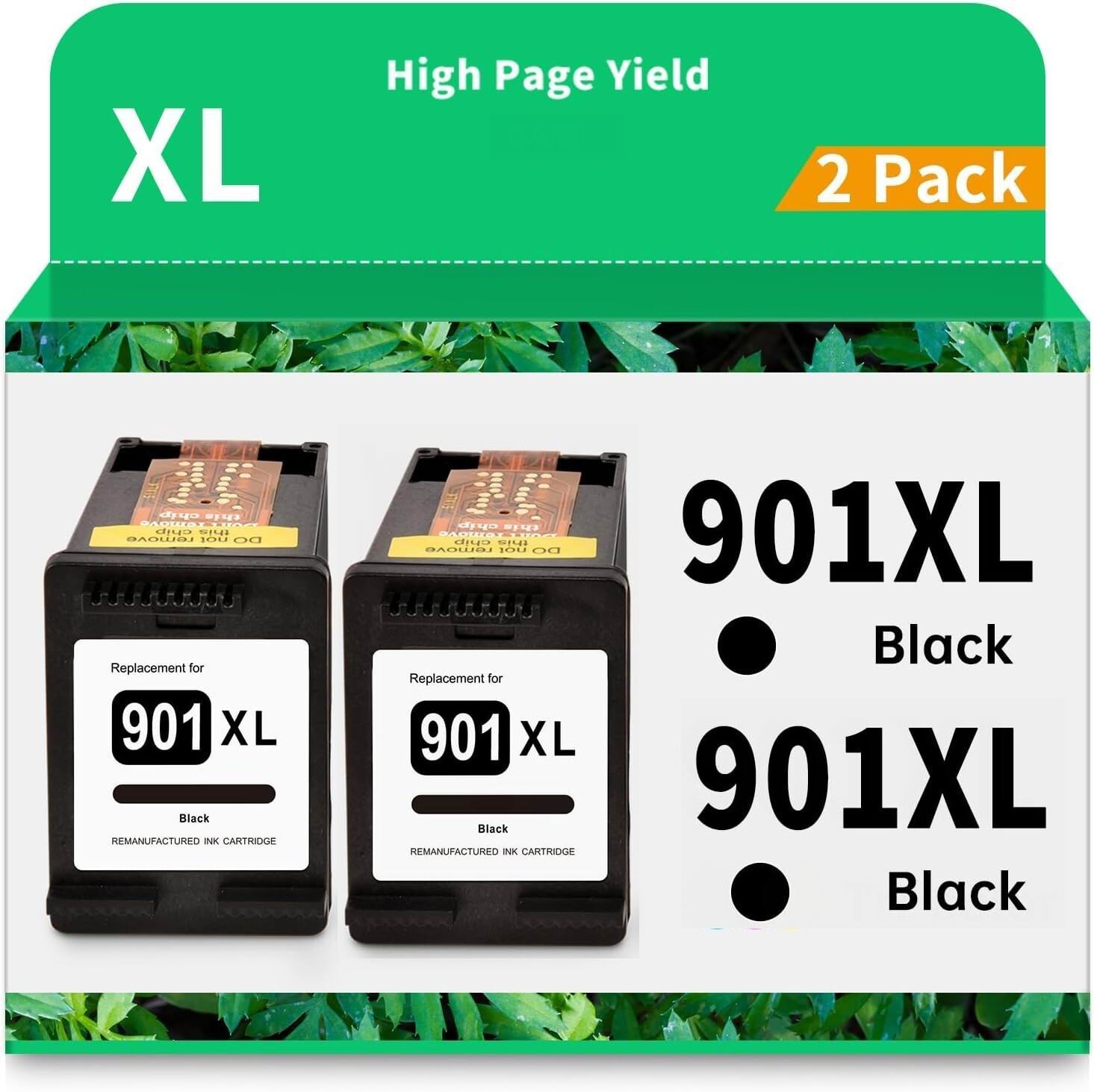 2 Pack Compatible for HP 901XL Black Ink Cartridge For HP Officejet 4500 G510