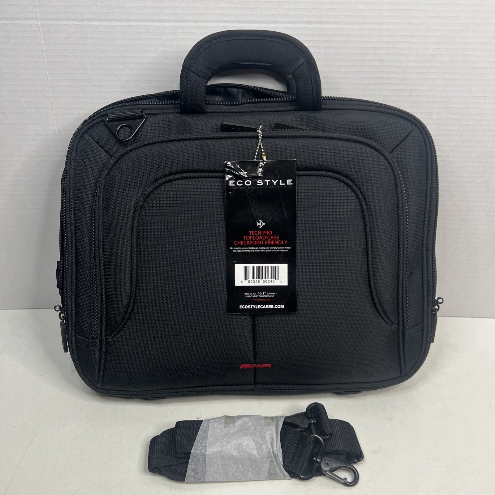 Eco Style 16" Laptop Case Black Handles & Strap Nylon Lightweight Etpr-Rd15-Cf