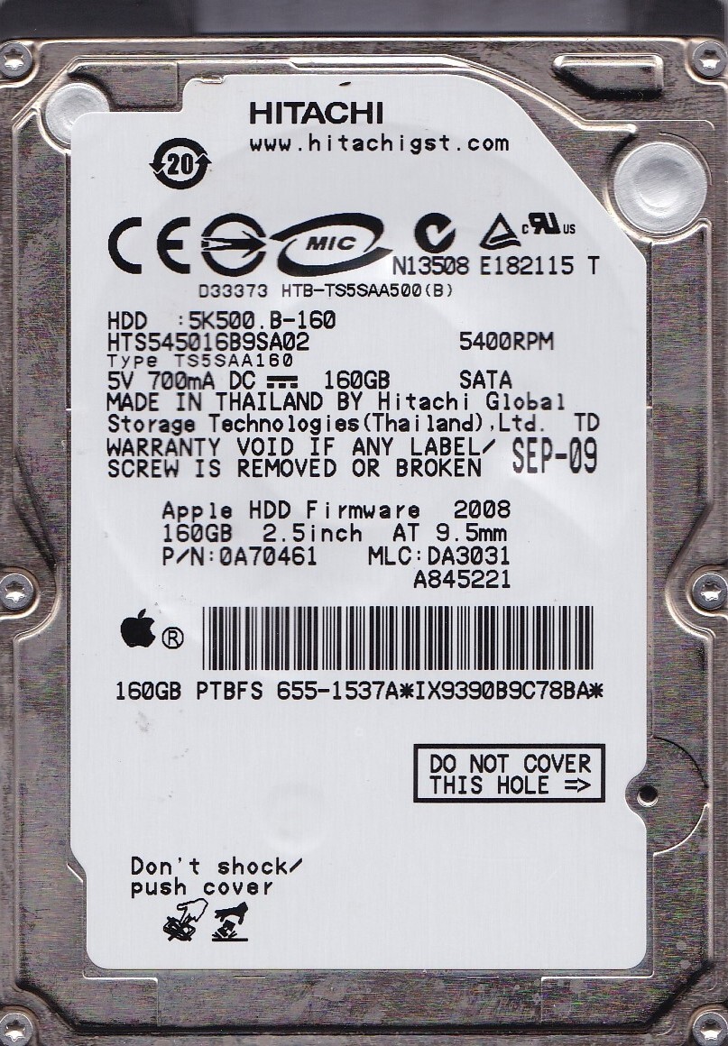 FOR DATA RECOVERY HTS545016B9SA02 p/n: 0A70461 DA3031 655-1537A 2.5 BAD SEC