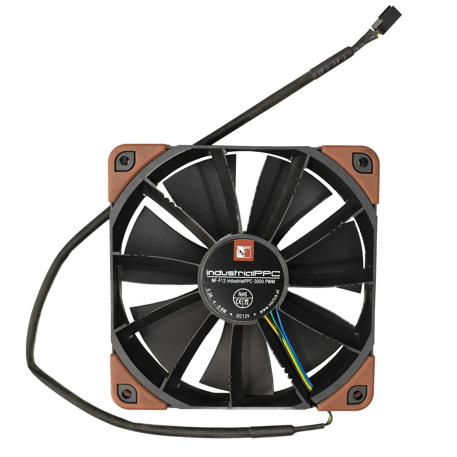 Noctua NF-F12 industrialPPC-3000 PWM 120mm 12V 4-Pin 3000RPM Cooling Fan - Black