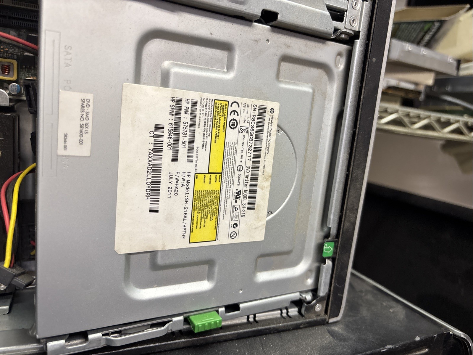 HP DVD WRITER MODEL SH-216 DB/HPTHF TESTED