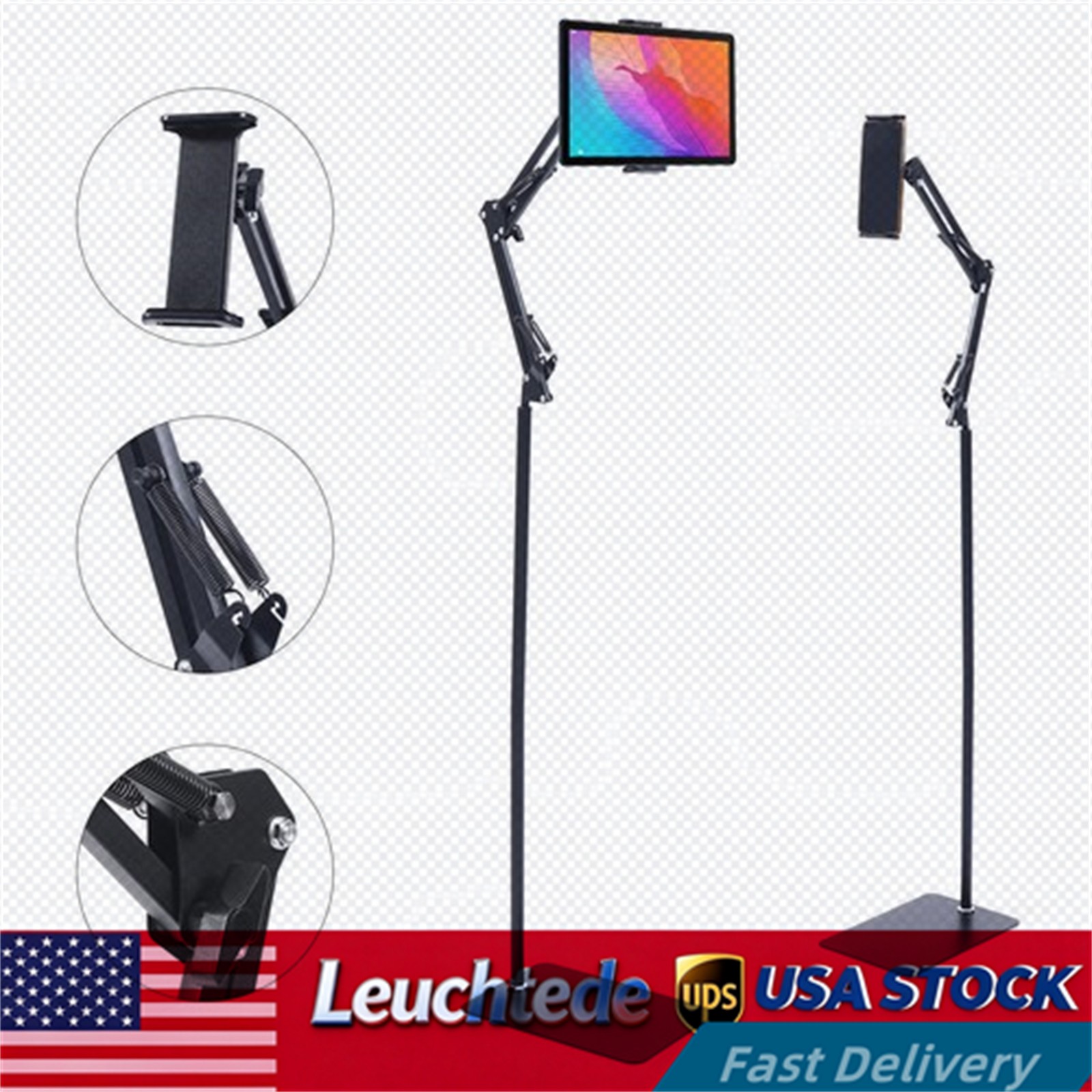 Universal 360° Tablet Holder Floor Stand Clamp Adjustable for 12-18cm Phone iPad