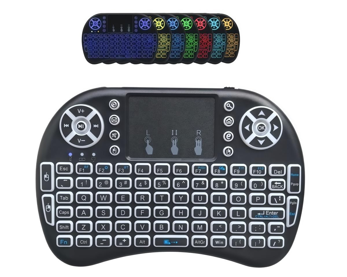 BIFANS Portable i8 Pro Mini 2.4G&BT Wireless Keyboard with 7 Colors Black 