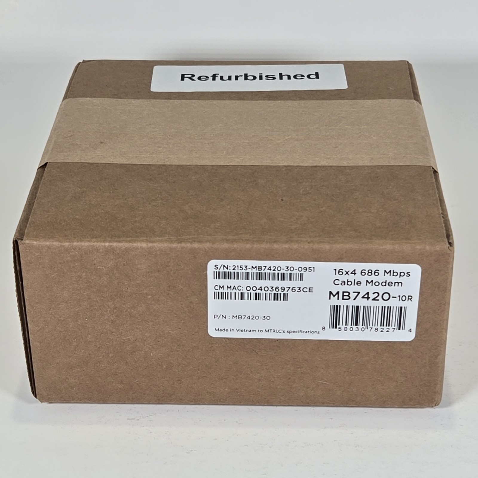 MOTOROLA MB7420 16 X 4 CABLE MODEM 686 Mbps SEALED REFURBISHED