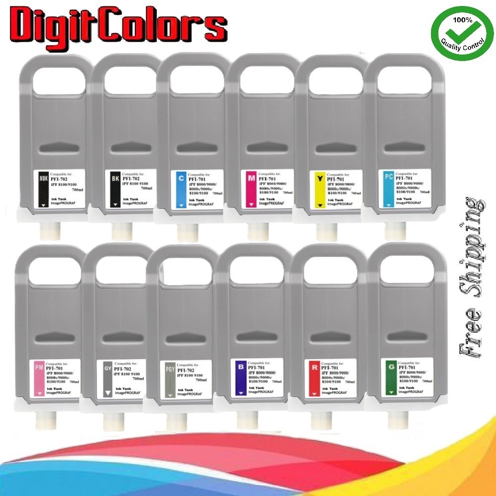 Any 5 colors of PFI-701 & PFI-702  Cartridge for Canon IPF 8100 9100