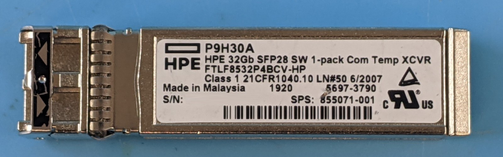 LOT OF 2 HPE 855071-001 P9H30A  32G SR SFP28 850nm LC MMF Transceiver