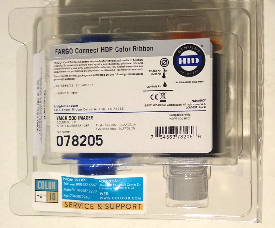 Fargo 78205 YMCK Resin Color Ribbon 500 Prints For HDP5000 HDPii Replaces 84051