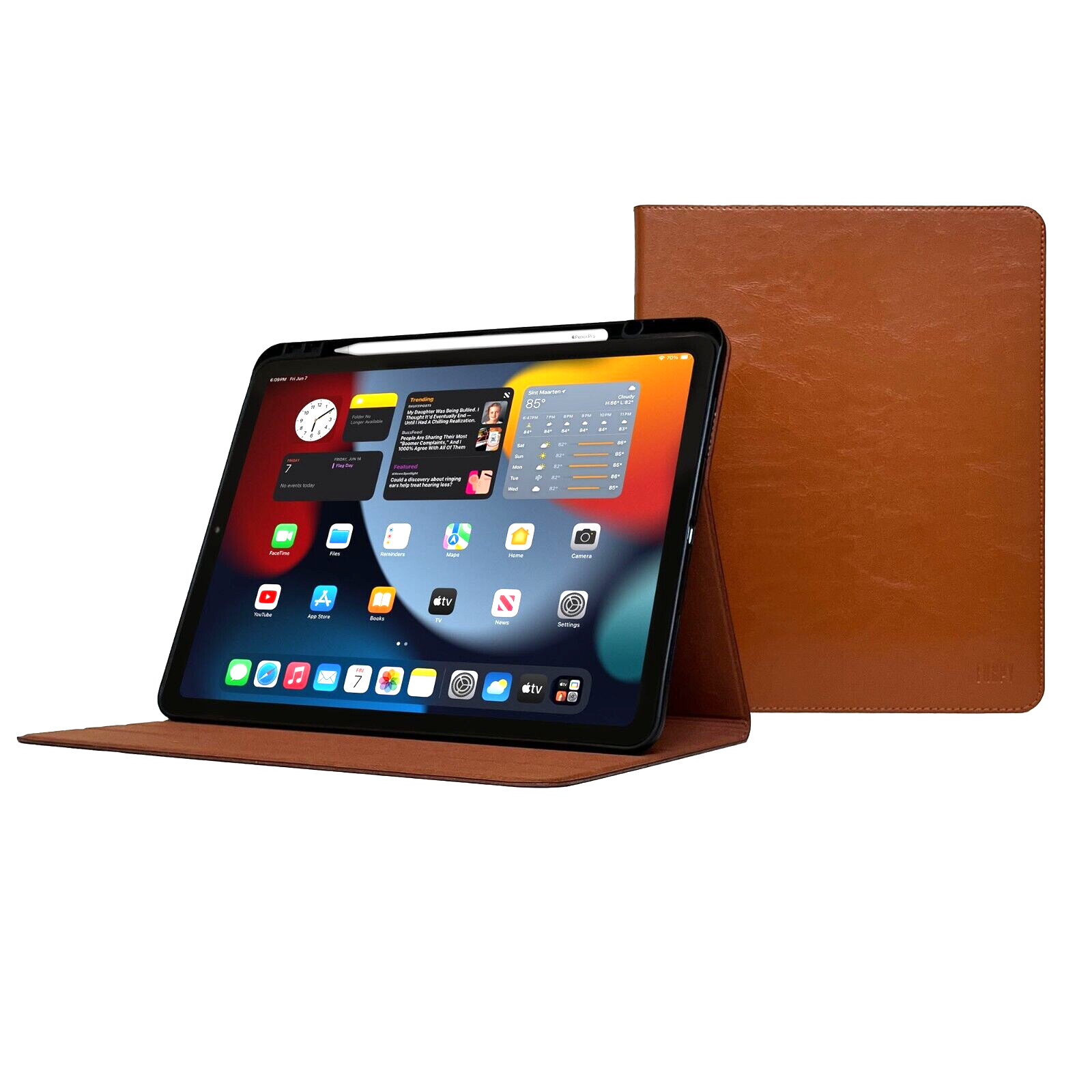 iPad Air 13" (M2) Case - 2024 - With Pencil Holder -Sleep/Wake - Genuine Leather