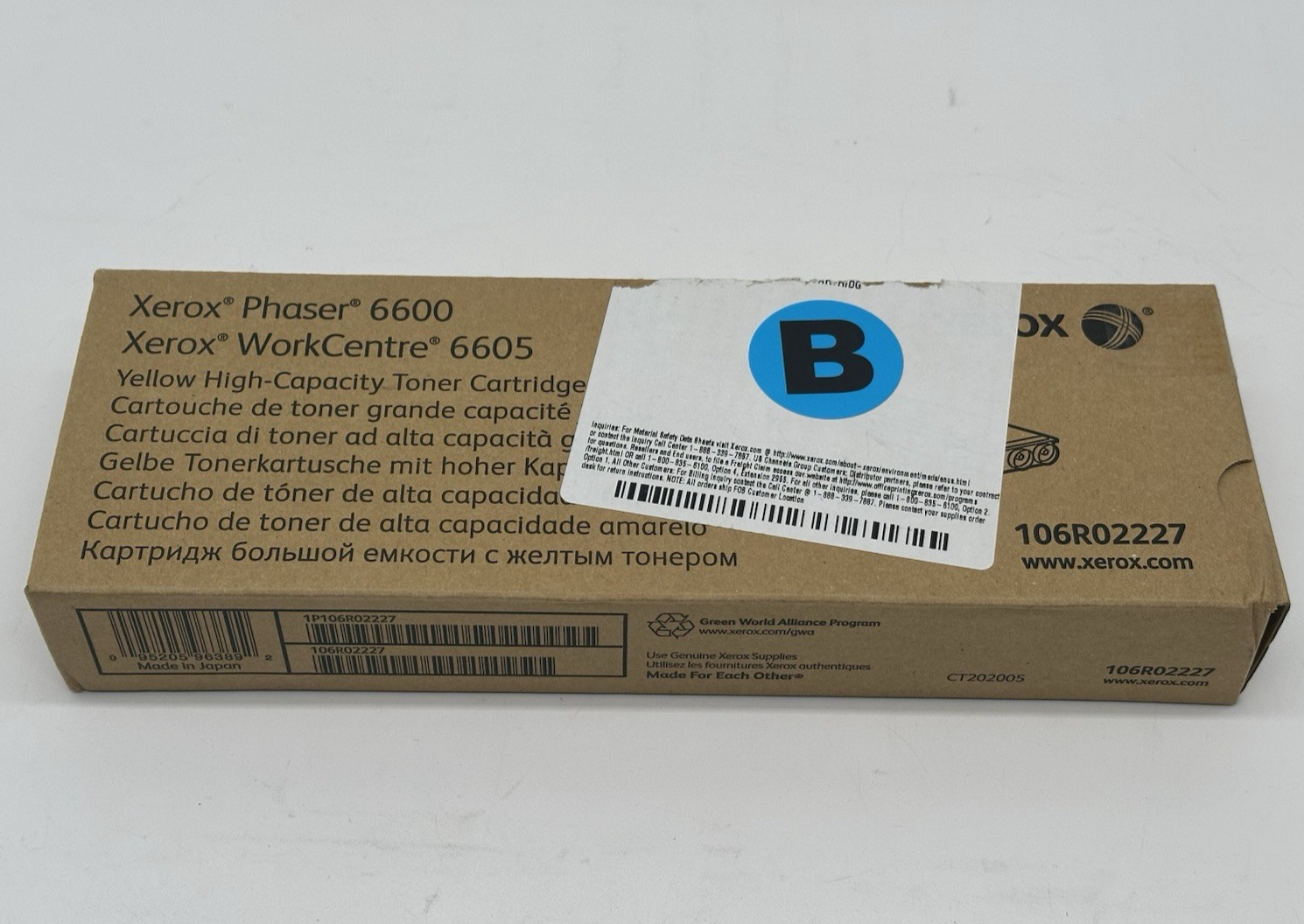 Xerox 106R02227 Toner Cartridge 6000 Page for Phaser 6600/WorkCentre 6605/Yellow