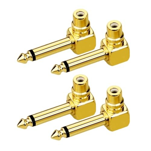 Audio Adapter 90 Angle to 1/4", RCA Female to 90 Angle RCA Adapter（4 pcs））