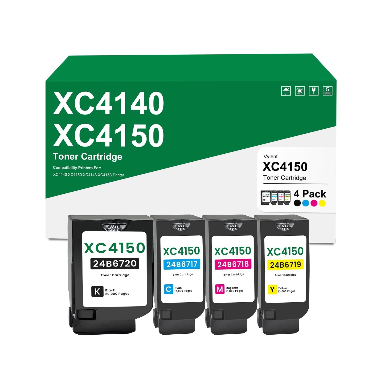 XC4140 XC4150 Toner Cartridges Replacement for Lexmark 24B6717 24B6718 24B671...