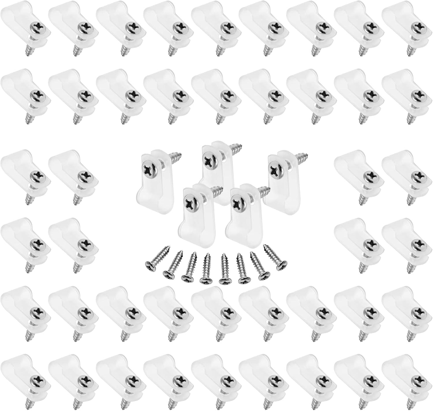 60 Pcs 1/4 Inch Nylon Cable Clamps White R Type Wire Clips with Screws
