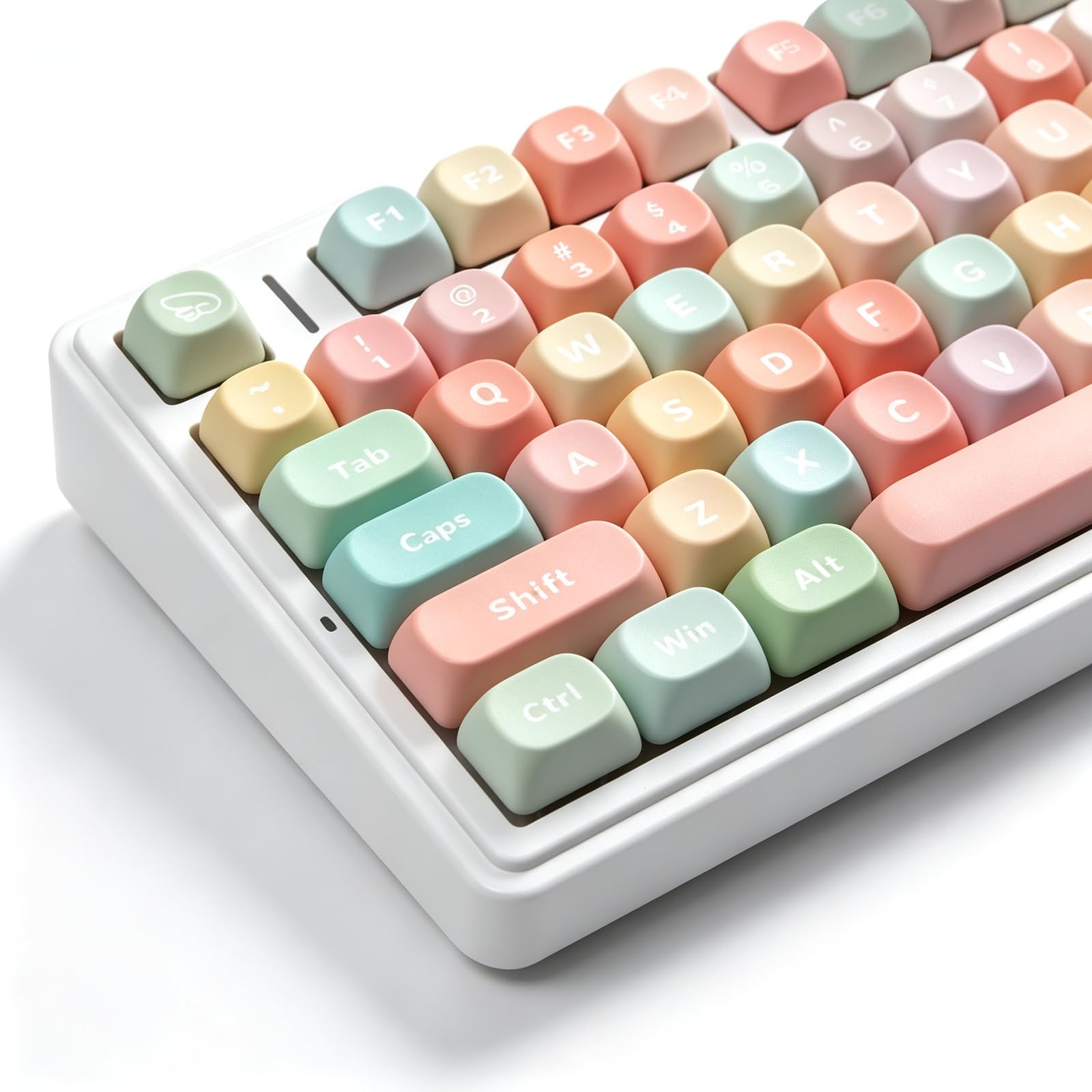 MOA PBT Keycaps Cute Rainbow 134 Keys Round Mechanical Keyboard Custom Key Set