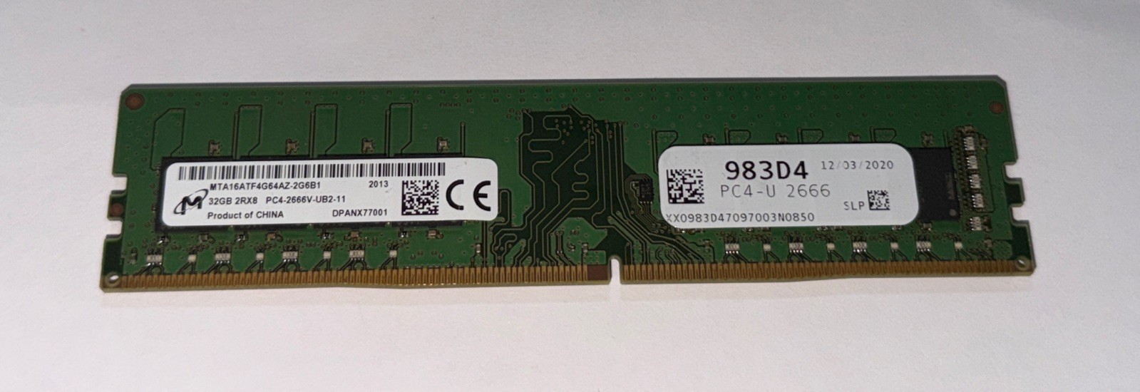 Micron MTA16ATF4G64AZ-2G6B1 32GB DDR4 2666MHz PC4-21300 2Rx8 Desktop UDIMM RAM