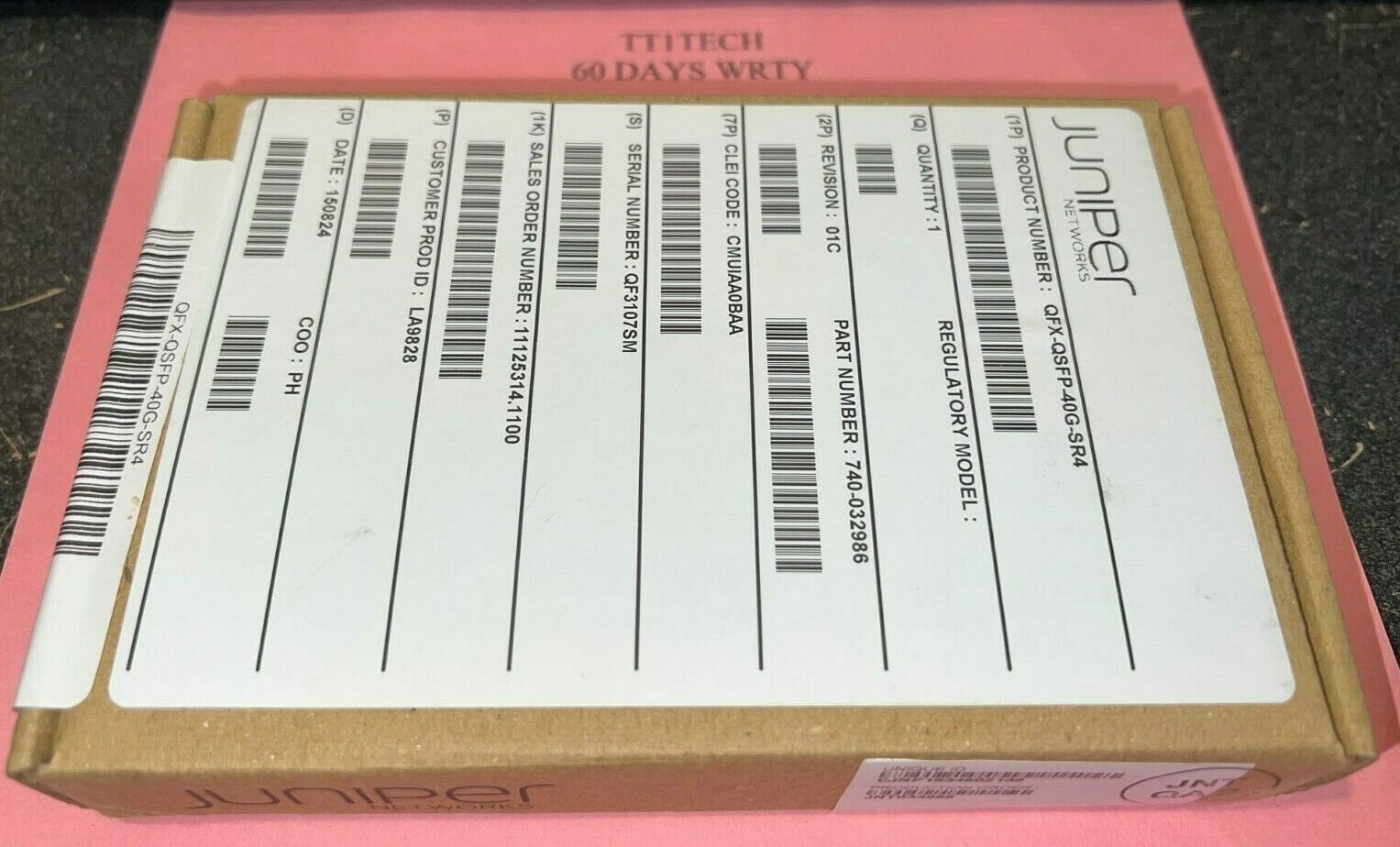 New Juniper SRX-QSFP-40G-SR4 SRX-QSFP-40GE-SR4 Ethernet 40GBASE-SR4 fiber MPO