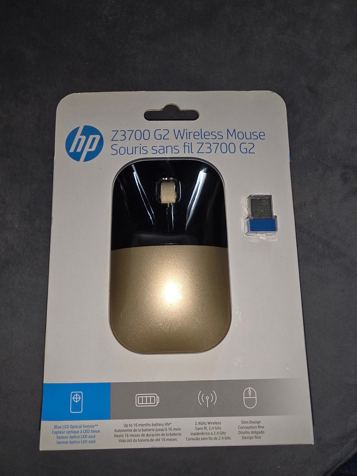HP Z3700 G2 Wireless Optical Mouse - Gold