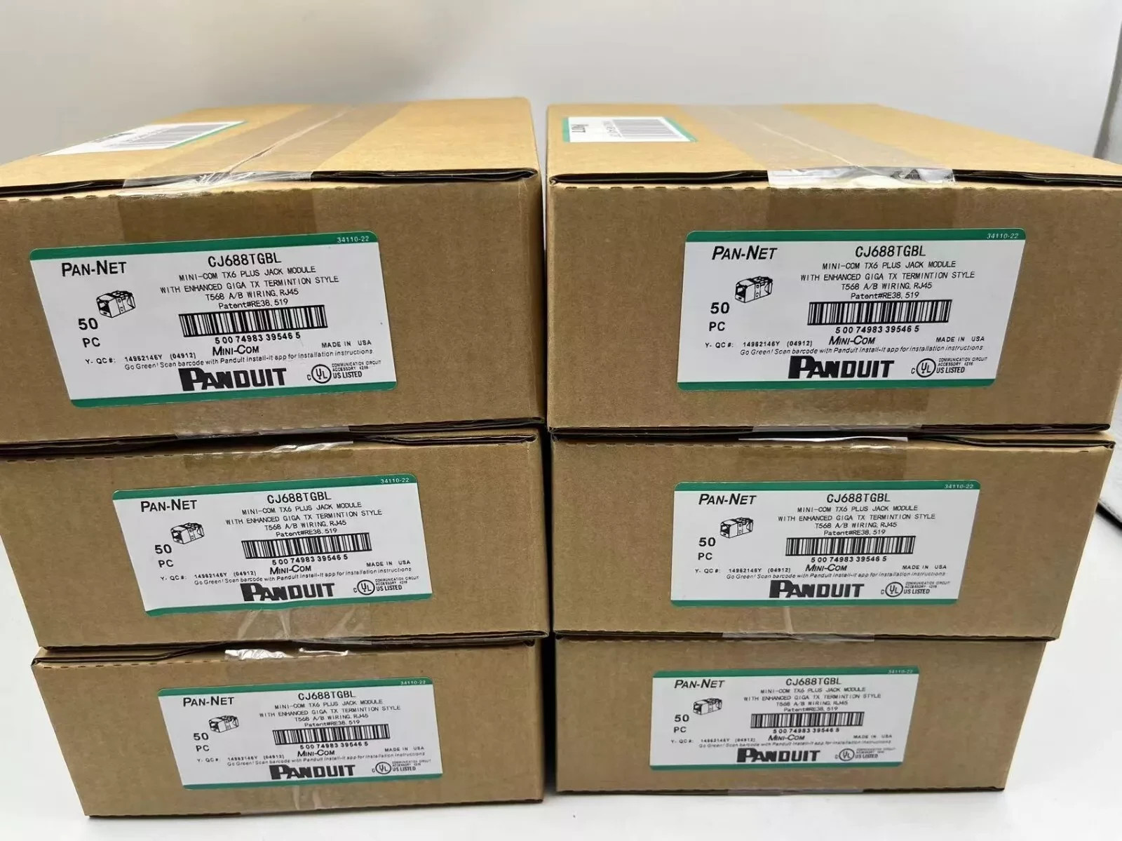 NEW Panduit Giga TX Cat6 jack Black CJ688TGBL BOX OF 50. 