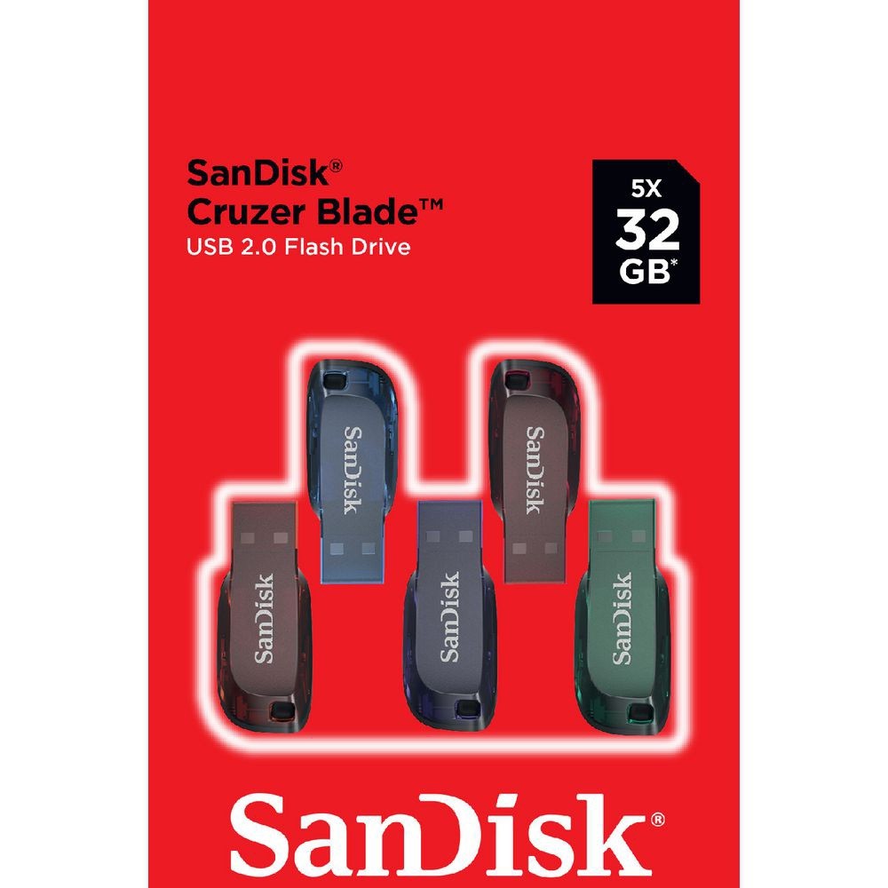 Genuine Australian Stock - SanDisk 32GB Cruzer Blade USB Flash Drive 5 Pack