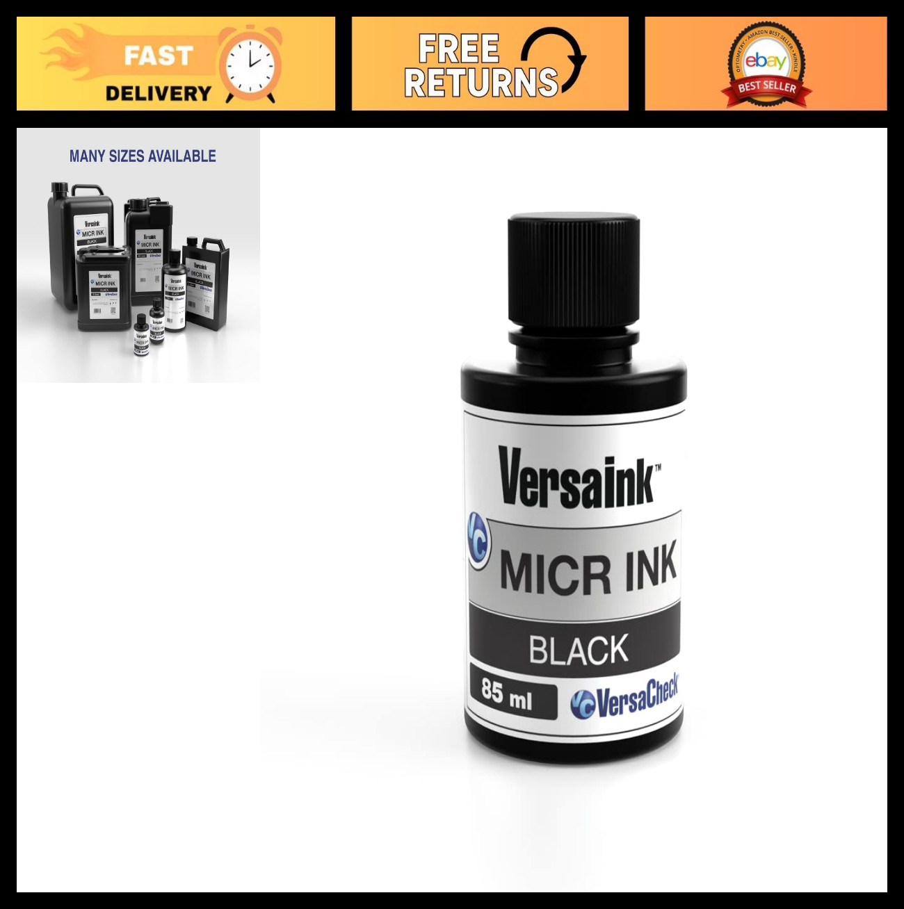 MICR Black Ink 85ml - Magnetic Ink for Check Printers & All-in-One Inkjets