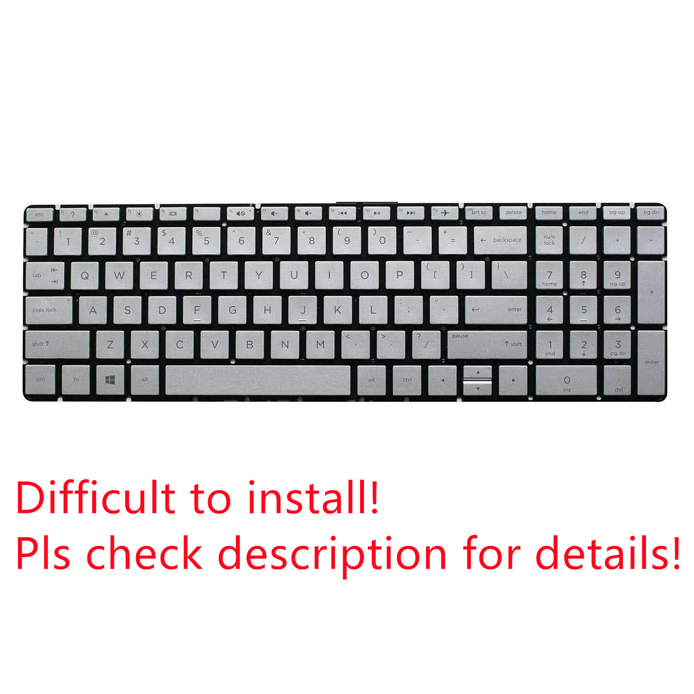 Original US Silver Non-Backlit Keyboard for HP 17-bs049dx