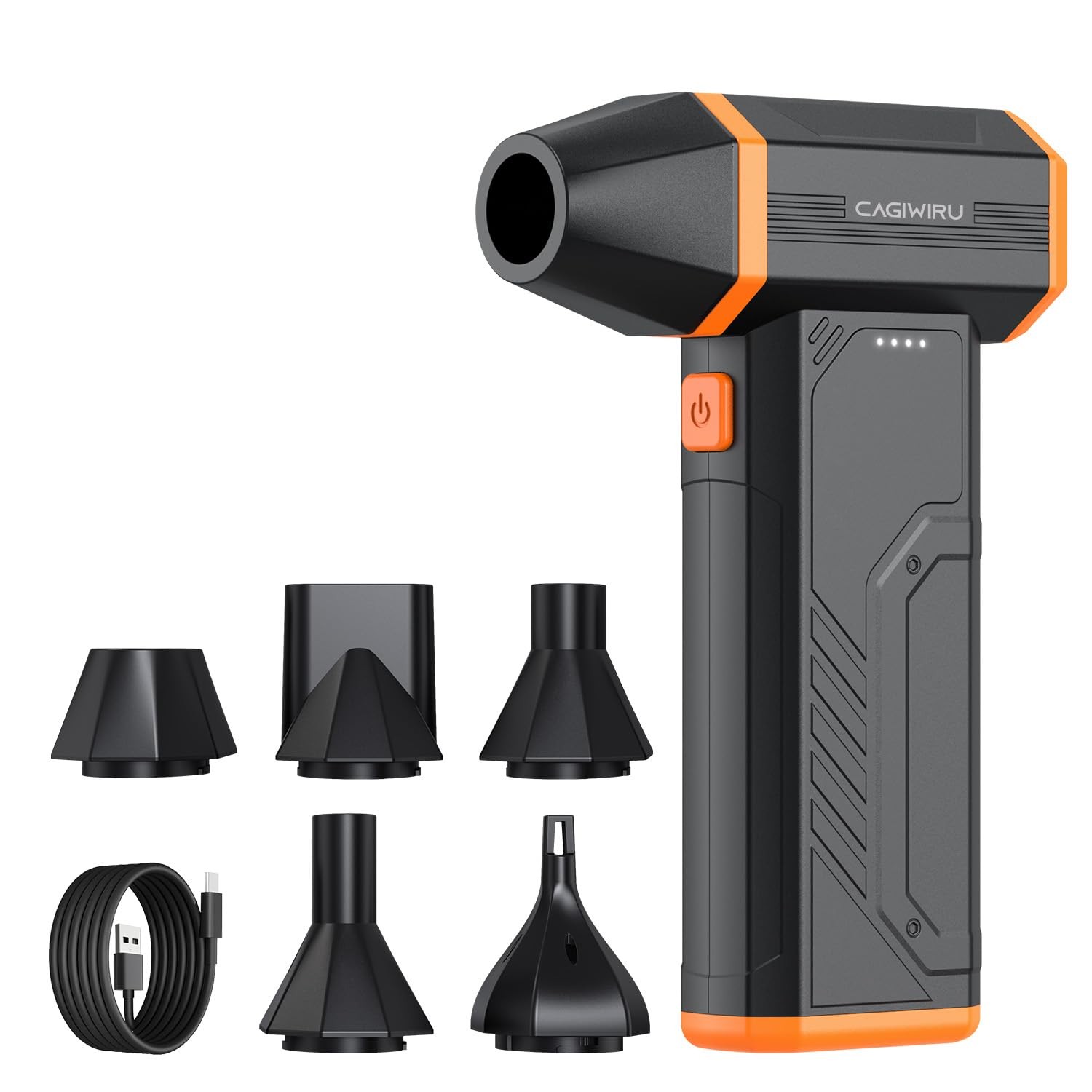 Cordless Electric Air Duster 110000RPM Orange Compressed Power Air Blower Tool