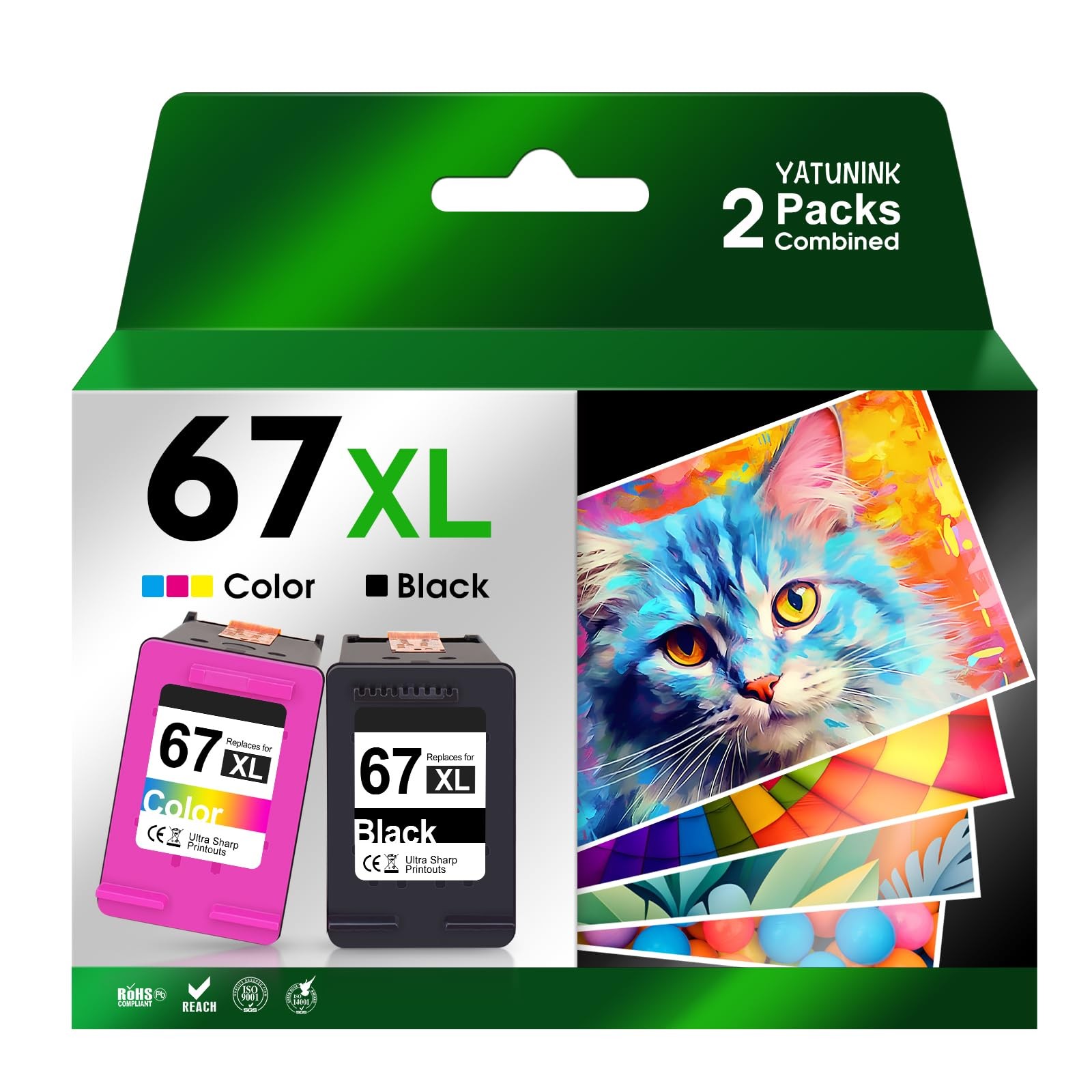 67XL Ink Cartridges Combo Pack for HP Ink 67 XL Work with DeskJet 2827e 4155e...