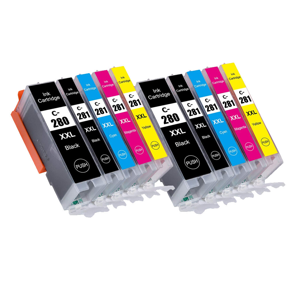 10PK Combo XXL Ink Cartridges for Canon PGI-280 CLI-281 TS6120 TR8520 TS6320