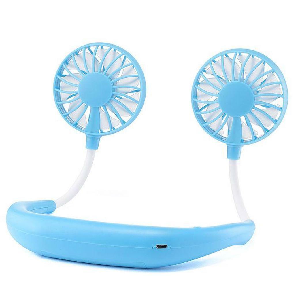 COOLING DUAL NECK FAN rechargeable micro USB cool air for work home office Desk