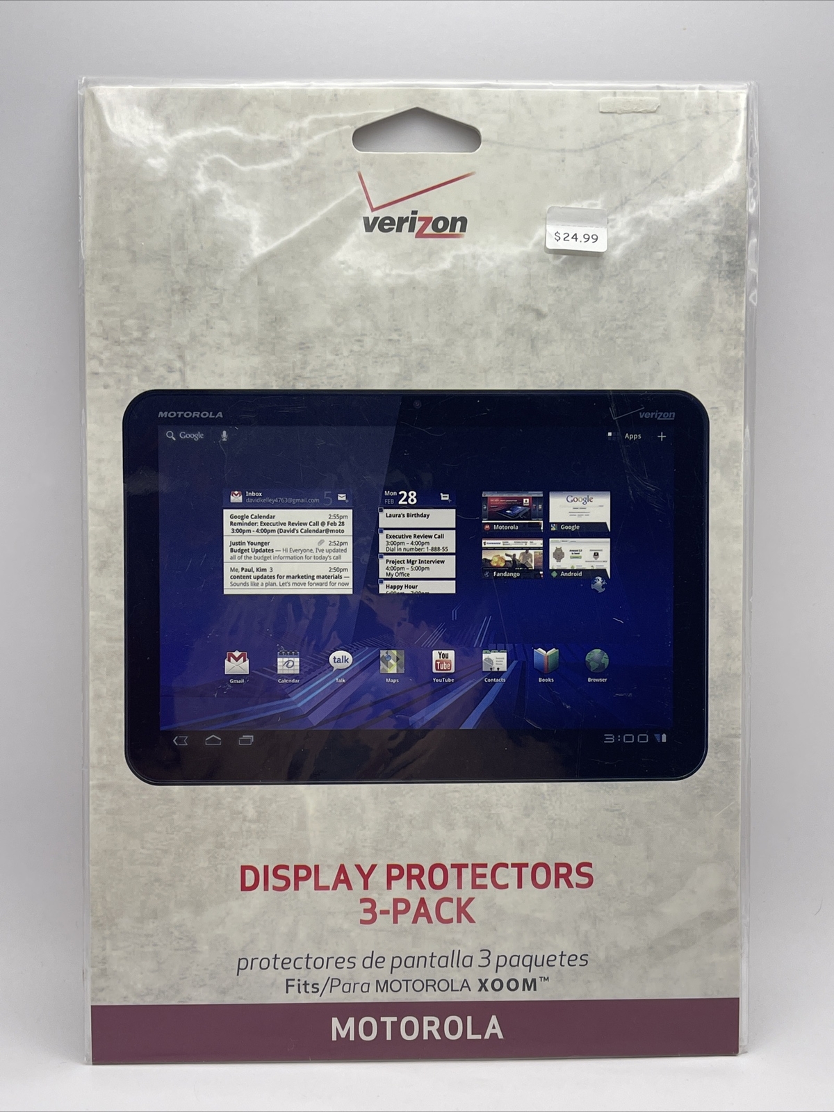 Motorola Xoom Tablet Screen Protector MOTMZ600 8.75" x 5.75" 2 pc Open Package