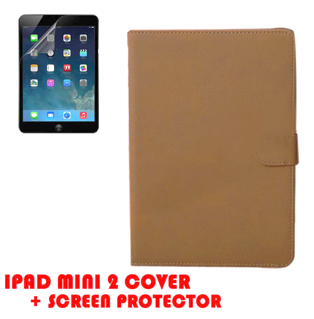 Magnetic Flip PU Leather Wallet Case Cover For iPad Mini 2 Brown