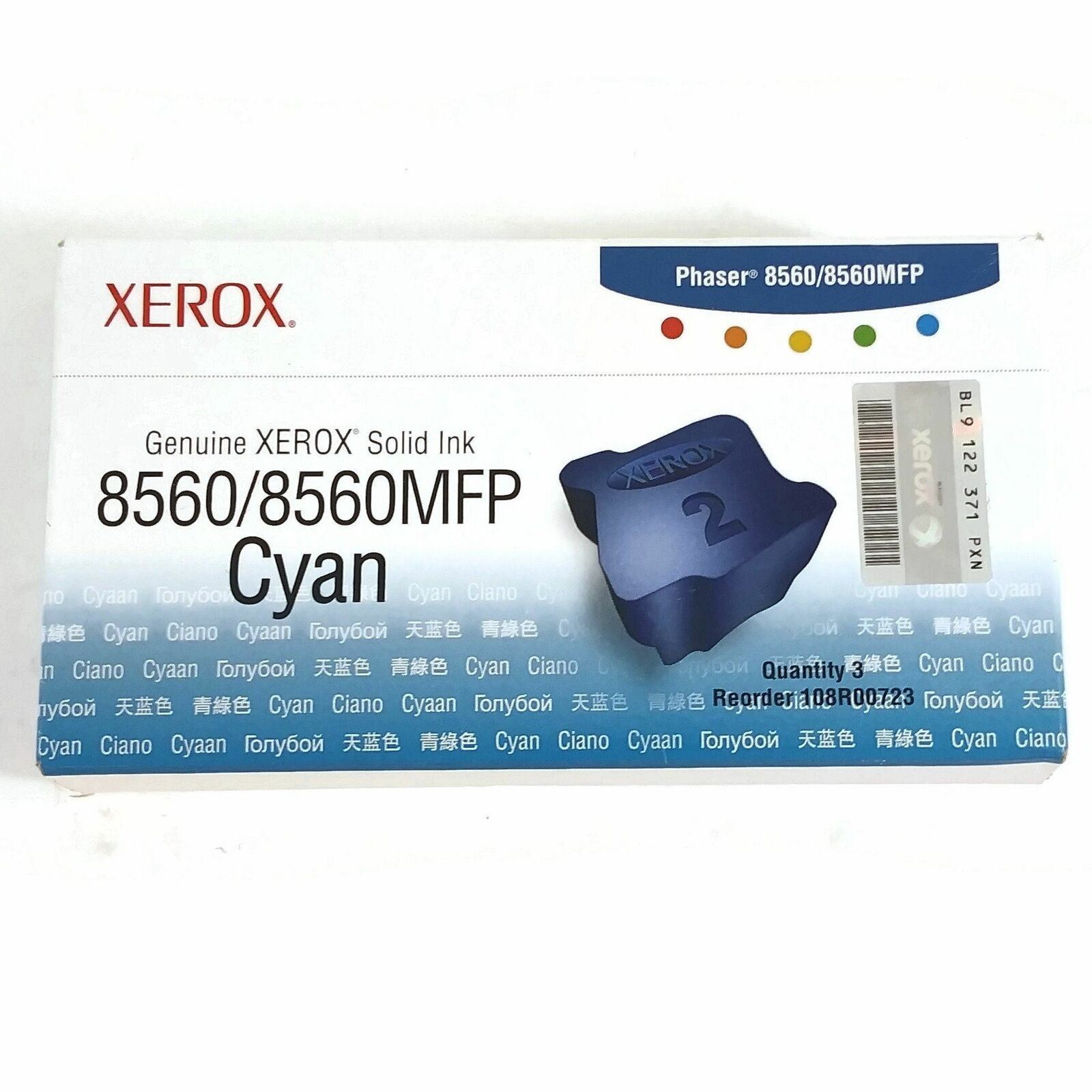 Genuine Xerox Cyan Solid 3 Ink Sticks Cartridges Toner Printer Supply 108R00723