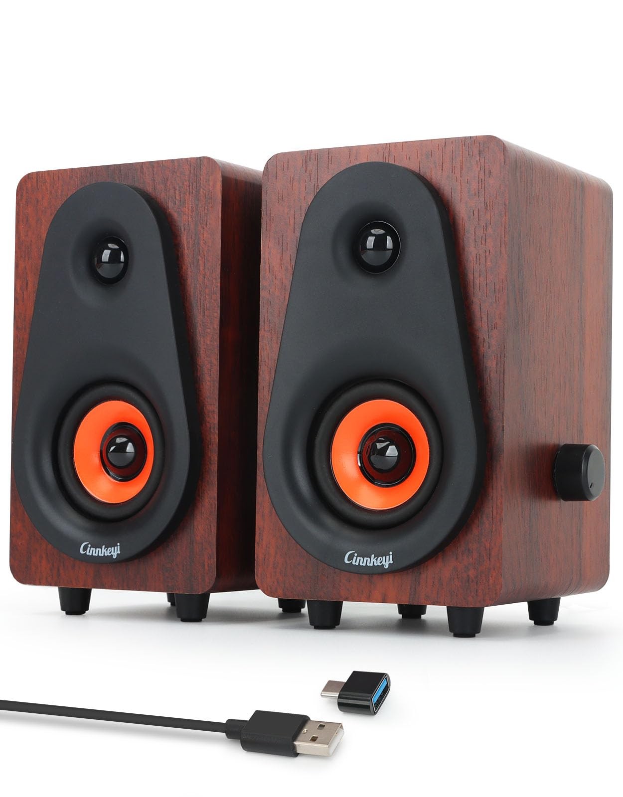 Small Computer Speakers 2.0 Wooden Speakers for PC or Laptop USB-Powered Smal.