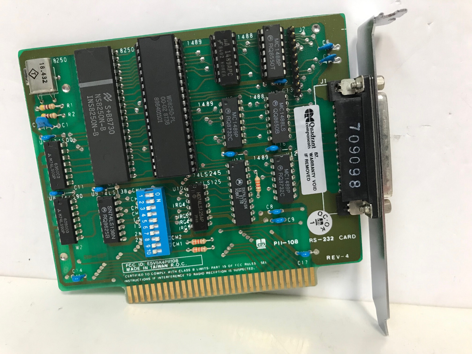 DTK PII-108 ISA RS-232 CARD SM-187 QUADRANT COMPONENTS